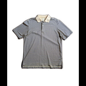 Fairway & Greene Tech Polo Shirt Men's M Navy Yellow Stripe